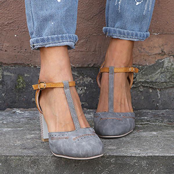 Minha - Scarpe Con Tacco Grosso e Cinturino a T