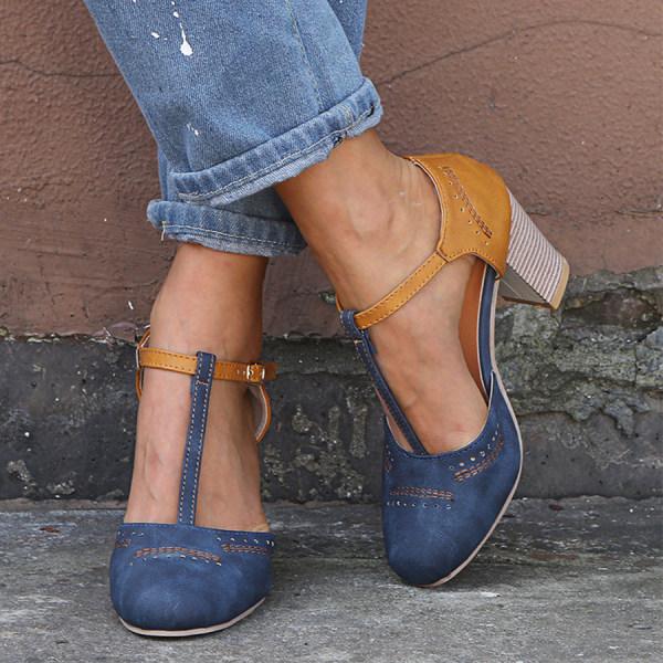 Minha - Scarpe Con Tacco Grosso e Cinturino a T