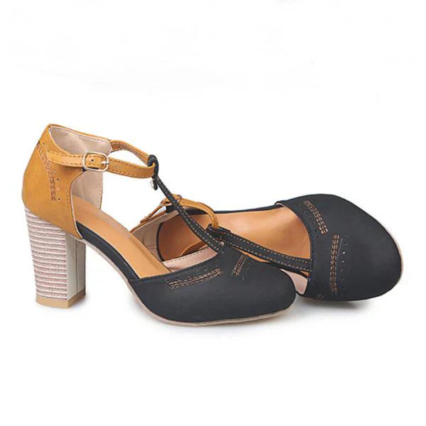 Minha - Scarpe Con Tacco Grosso e Cinturino a T