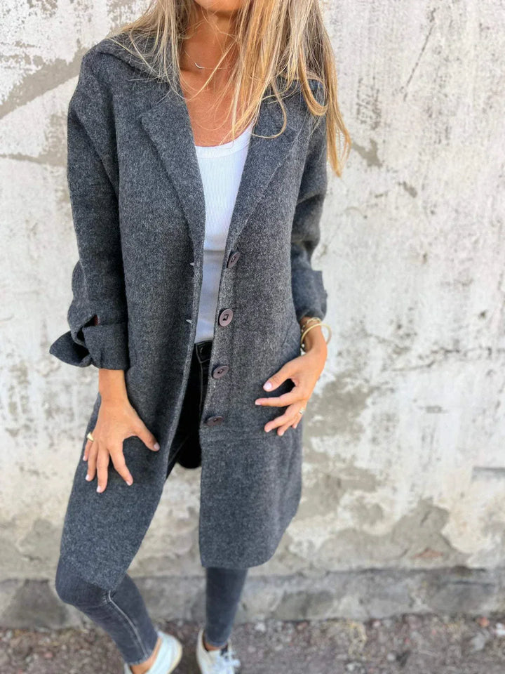 Baylea - Cappotto Casual Monopetto con Revers in Lana