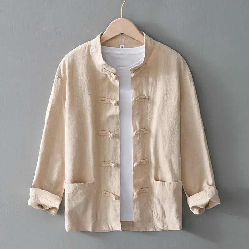 Ffinian - Camicia Mandarina in Cotone E Lino