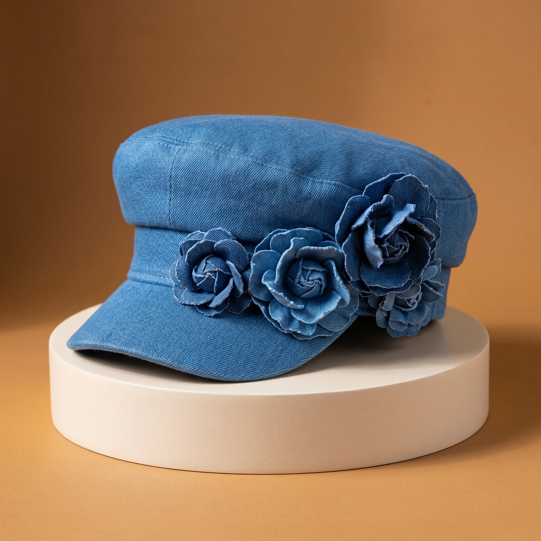 Nelisha - Cappellino in Denim Con Decorazioni Floreali