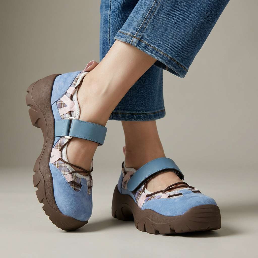 Wylma - Scarpe da Ginnastica Con Suola Spessa e Cinturino in Velcro