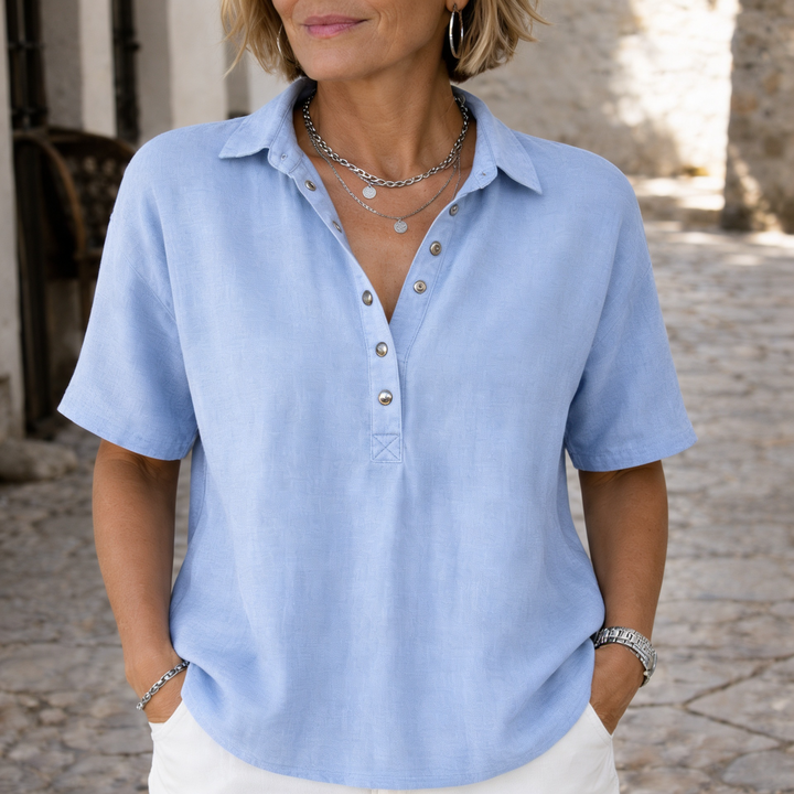 Nawel - Elegante Camicetta Con Colletto E Bottoni