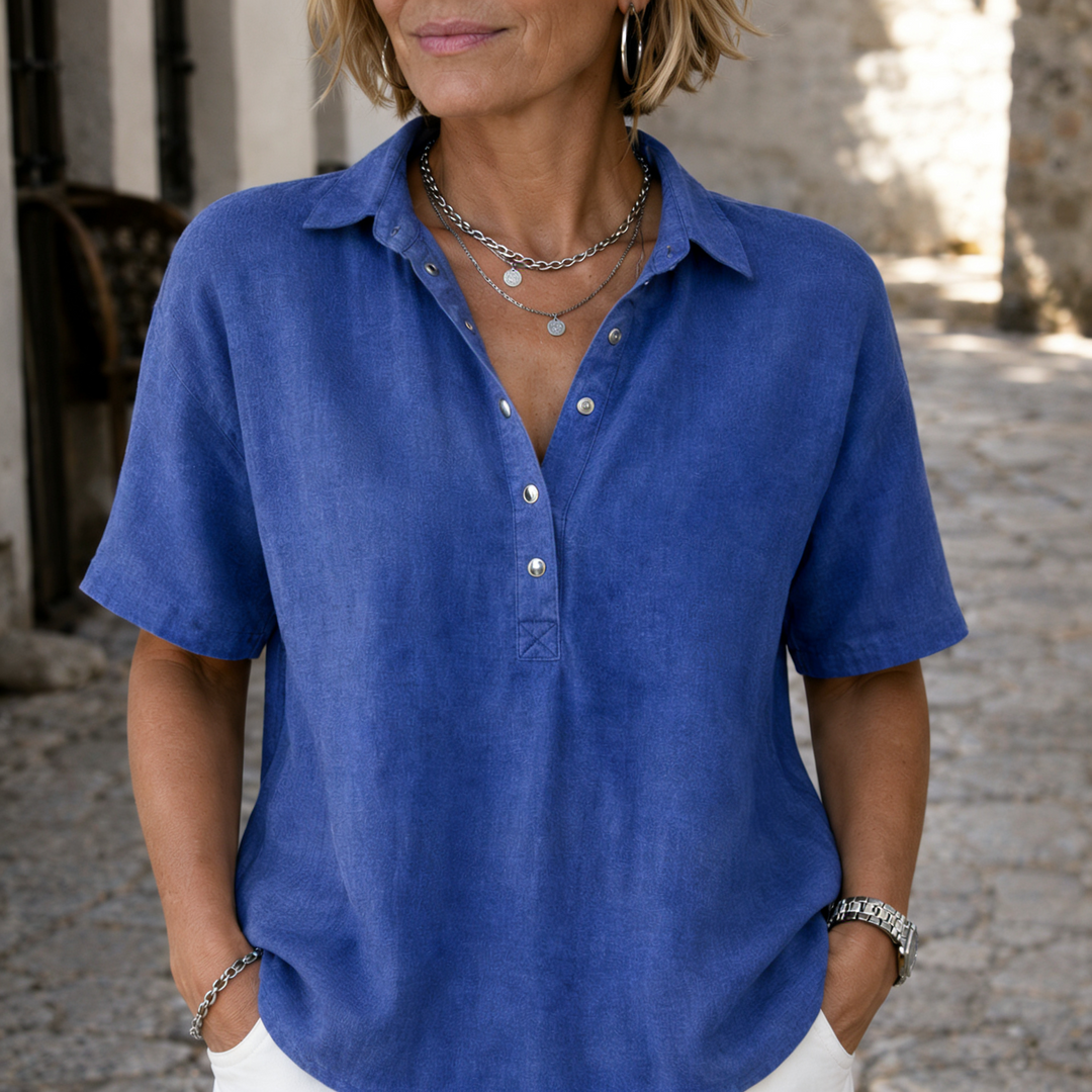 Nawel - Elegante Camicetta Con Colletto E Bottoni