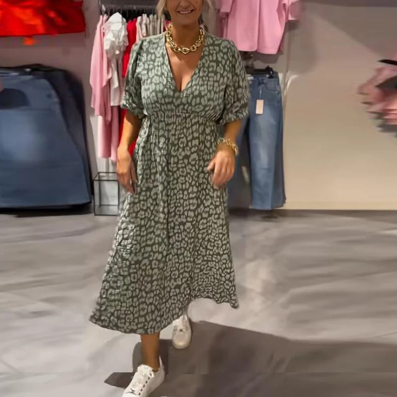 Annie - Abito Estivo In Lino Con Scollo a V