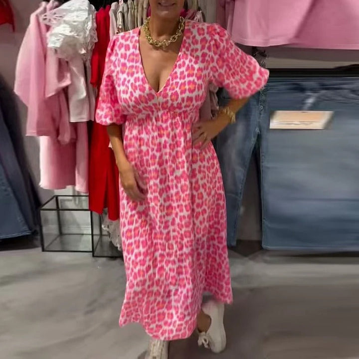 Annie - Abito Estivo In Lino Con Scollo a V