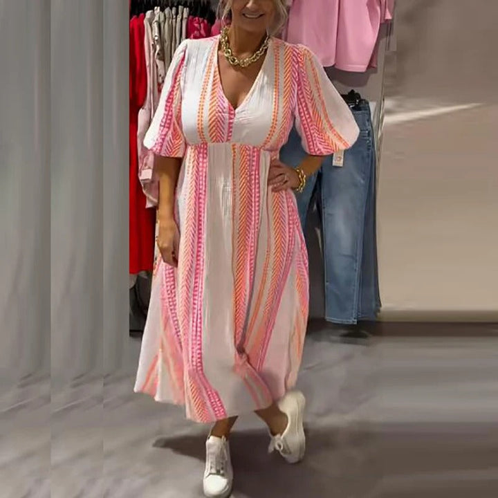 Annie - Abito Estivo In Lino Con Scollo a V