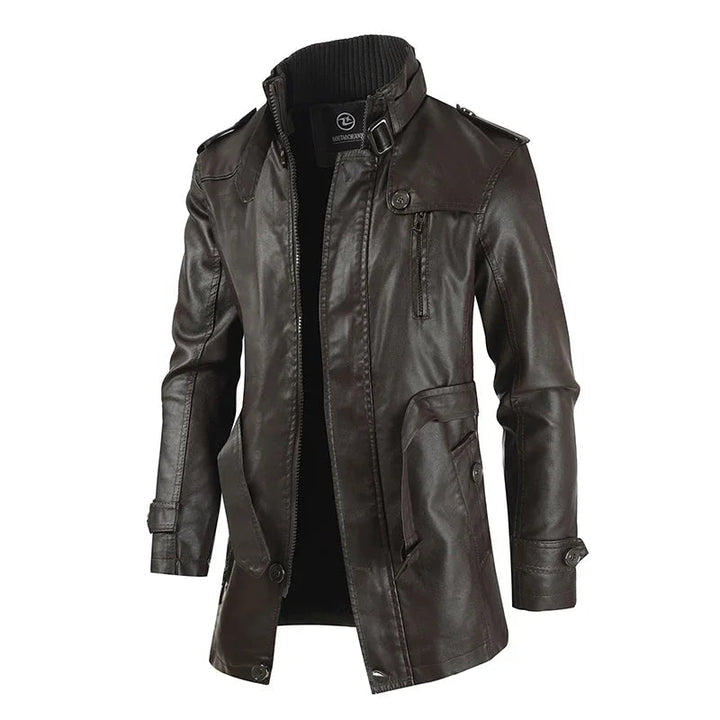 Zacharias - Elegante Giacca da Motociclista Lunga in Pelle