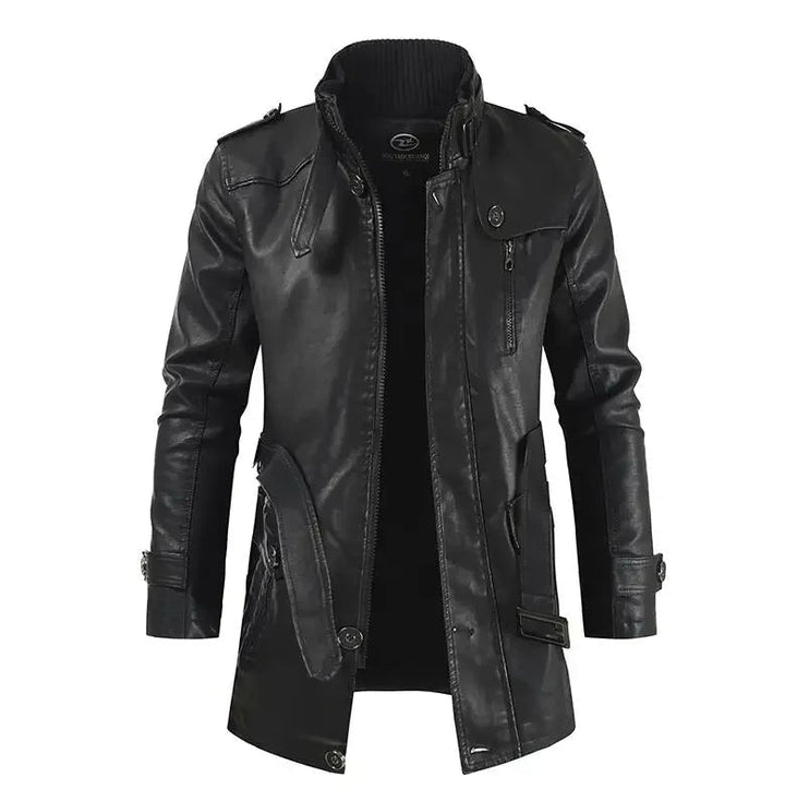 Zacharias - Elegante Giacca da Motociclista Lunga in Pelle