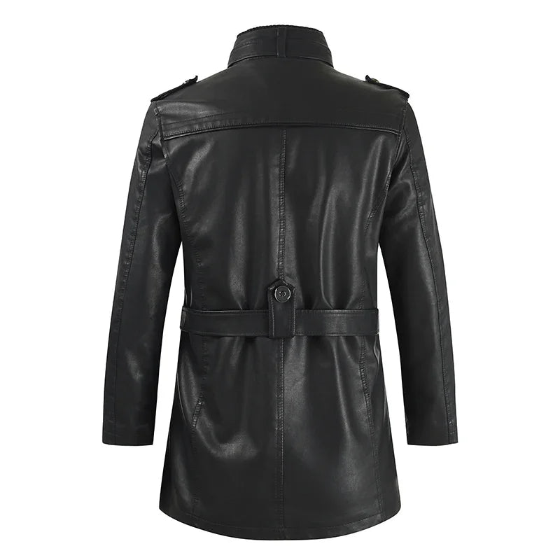 Zacharias - Elegante Giacca da Motociclista Lunga in Pelle
