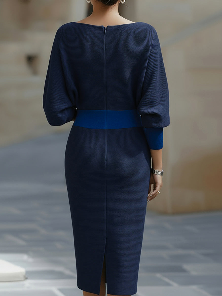 Amyy - Elegante Abito Midi a Maniche Lunghe