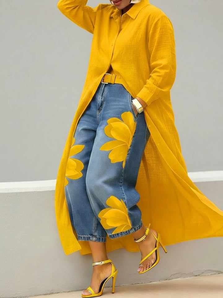 Sherena - Abito In Lino e Jeans a Fiori