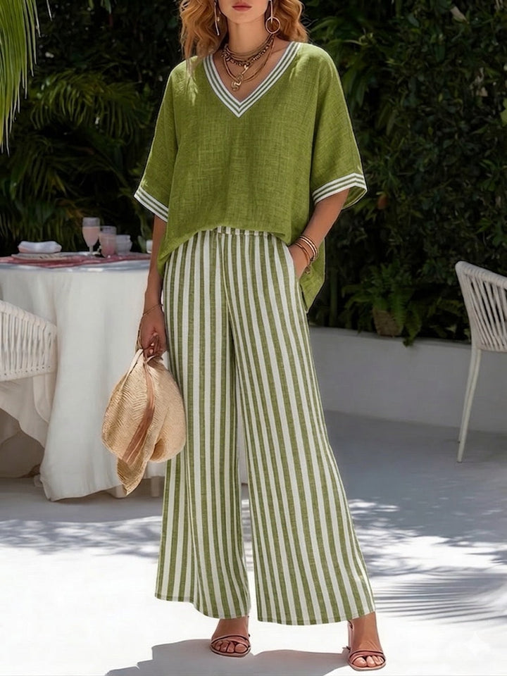 Rashika - Set Elegante e Casual in Misto Lino e Cotone a Righe
