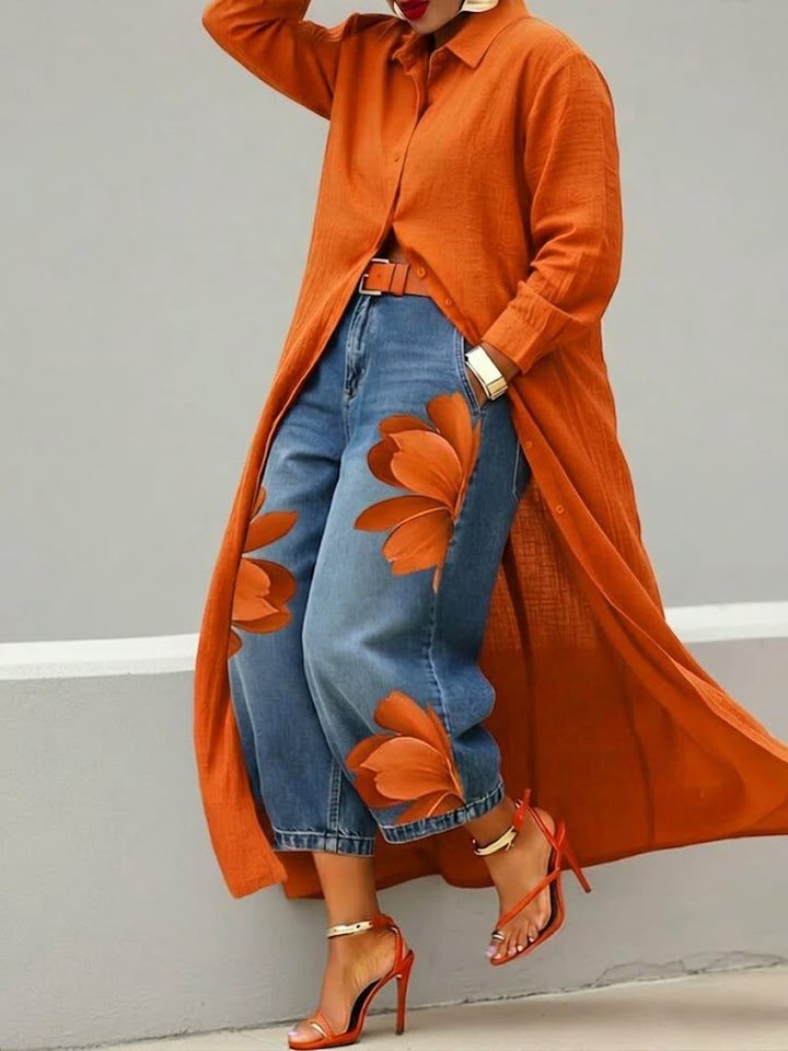 Sherena - Abito In Lino e Jeans a Fiori