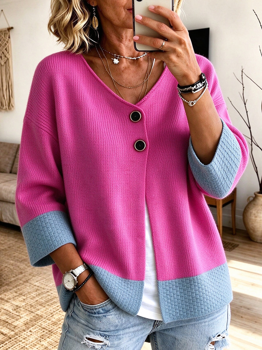 Nadege - Cardigan Casual Lavorato a Maglia
