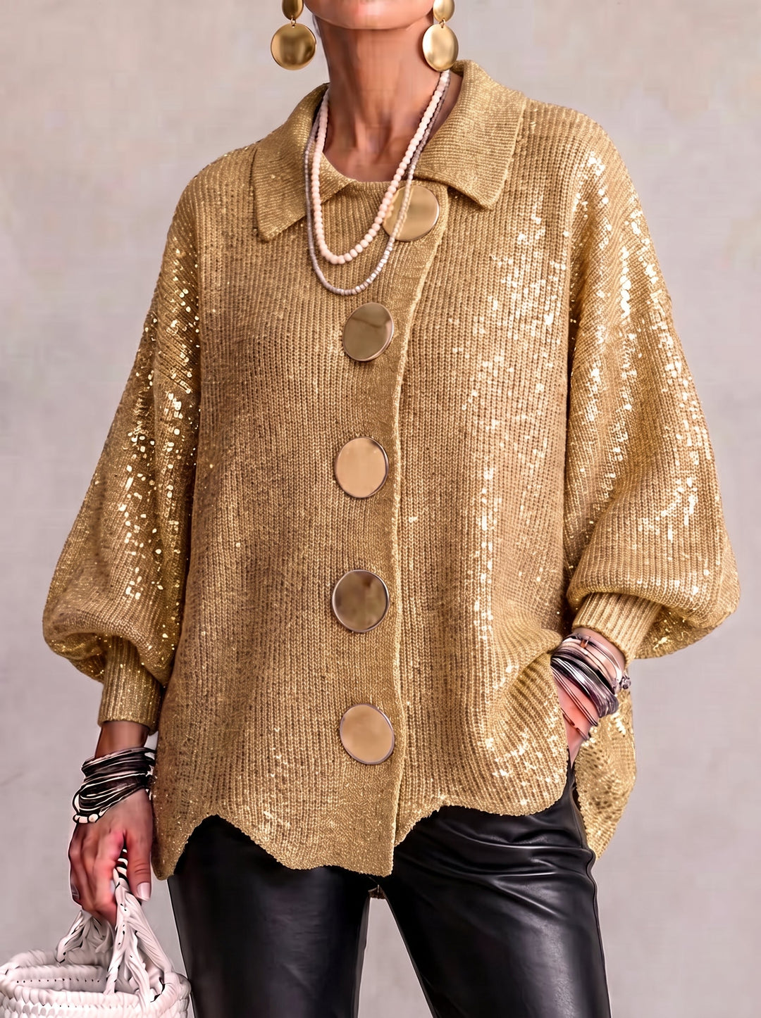 Kizzi - Cardigan Oversize Con Bottoni Dorati