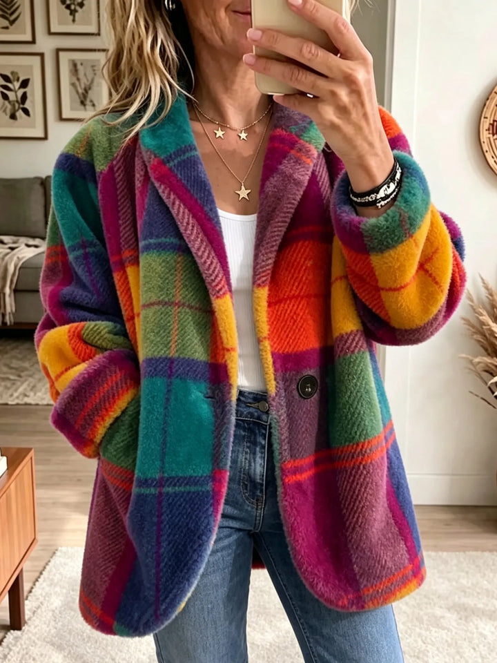 Noralia - Cappotto a Quadri Multicolore