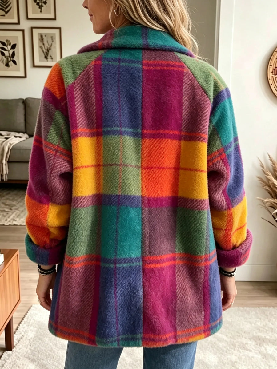 Noralia - Cappotto a Quadri Multicolore