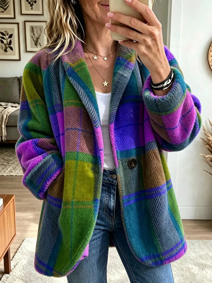Noralia - Cappotto a Quadri Multicolore