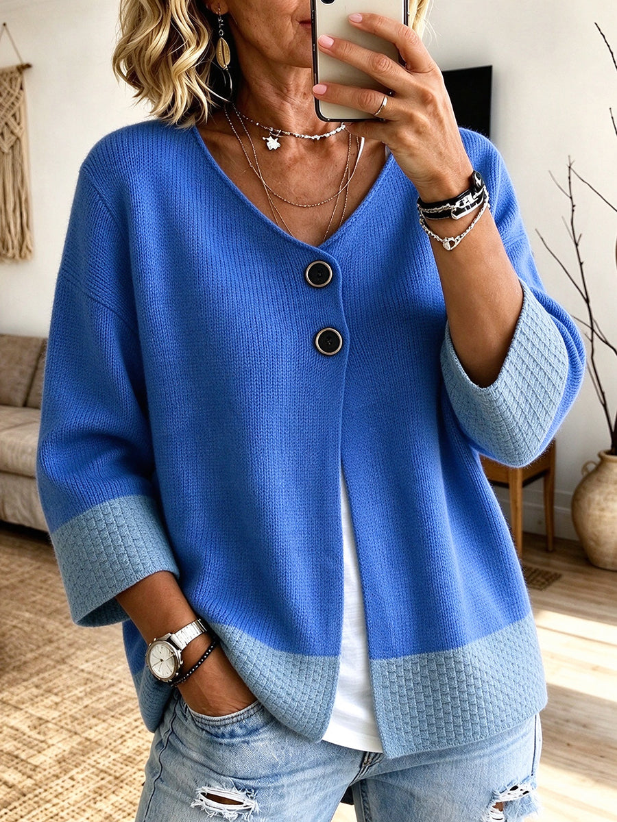 Nadege - Cardigan Casual Lavorato a Maglia