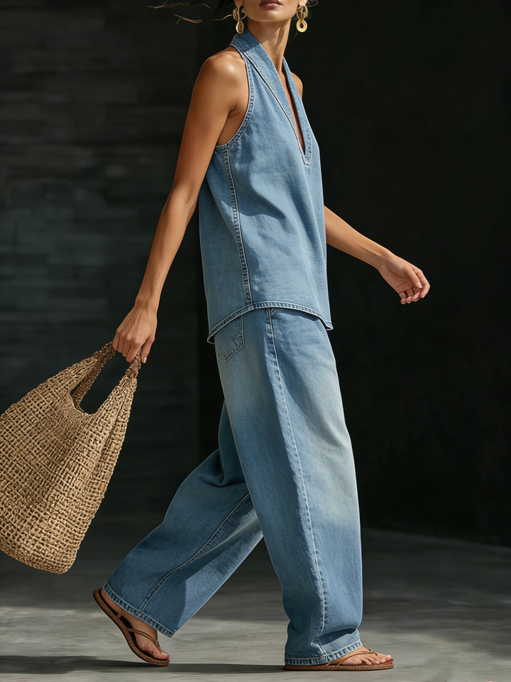 Nechia - Set Casual in Denim a Due Pezzi