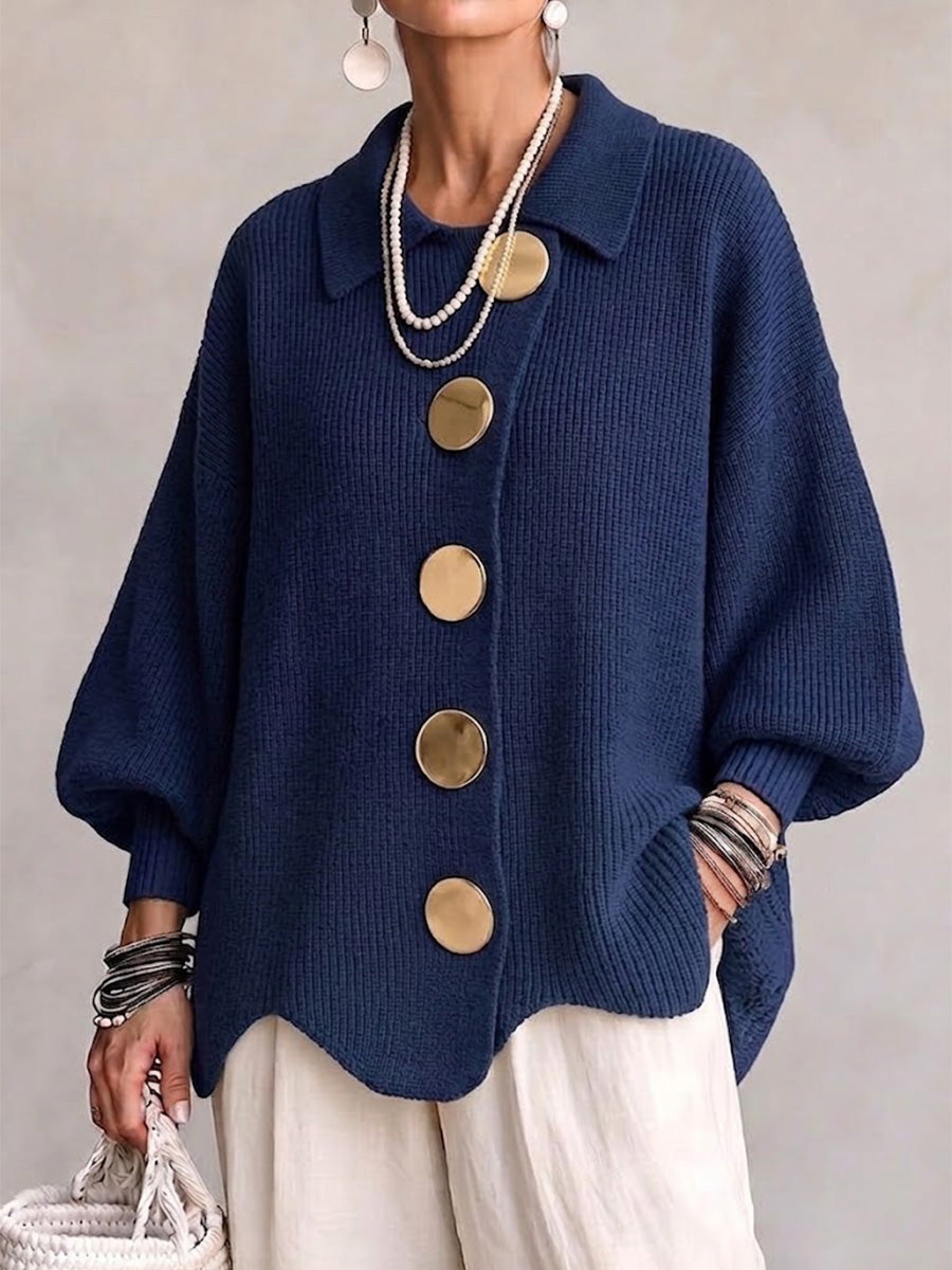 Kizzi - Cardigan Oversize Con Bottoni Dorati