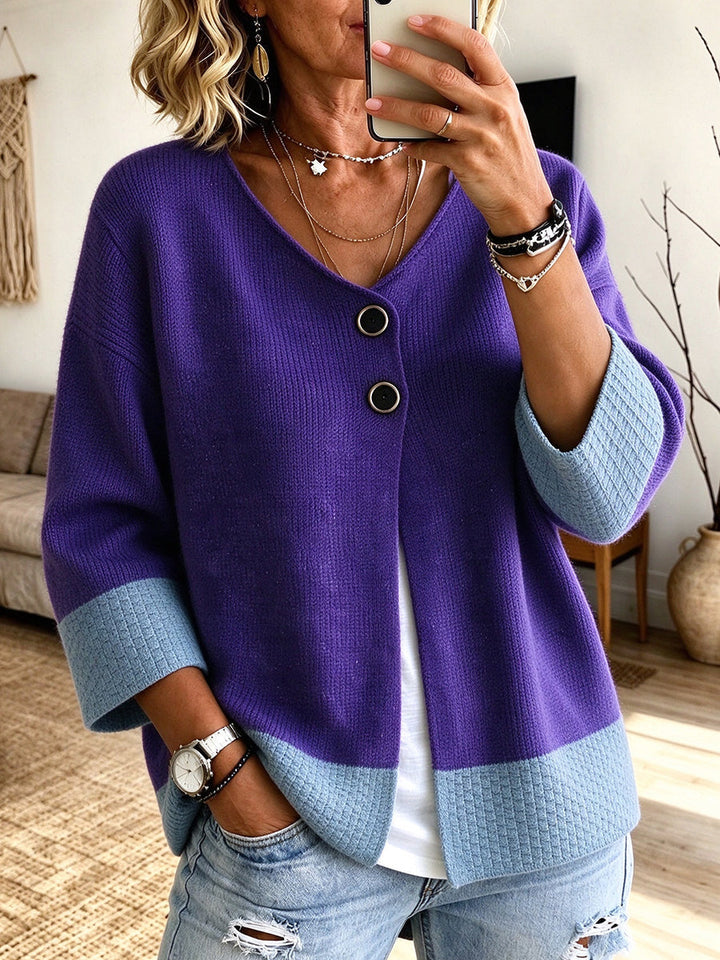 Nadege - Cardigan Casual Lavorato a Maglia