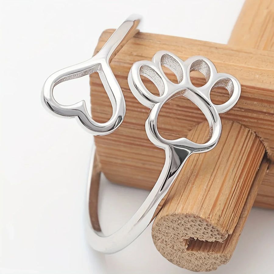 HeartPaw - Anello Realizzato a Mano con Impronta di Zampa e Cuore