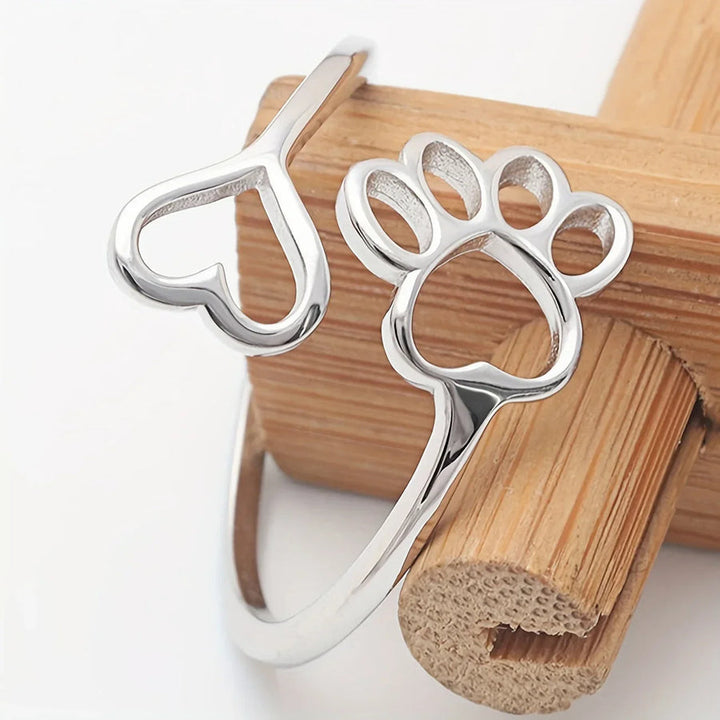 HeartPaw - Anello Realizzato a Mano con Impronta di Zampa e Cuore