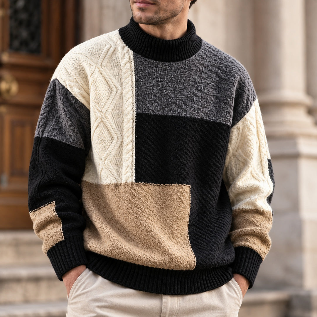 Trevon - Maglione a Trecce Patchwork
