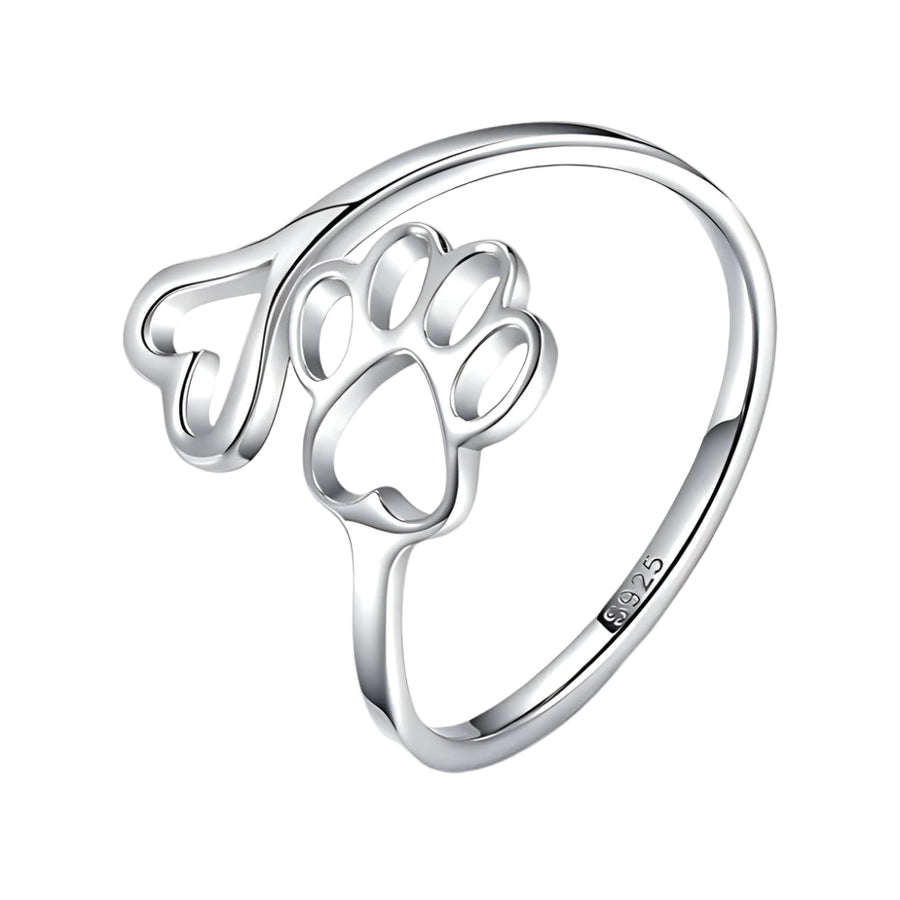 HeartPaw - Anello Realizzato a Mano con Impronta di Zampa e Cuore