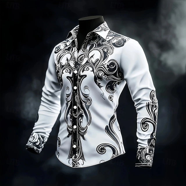Leighton - Camicia Abbottonata Con Motivo Barocco Vintage