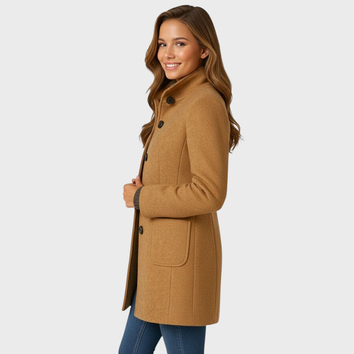 Ellarose - Elegante Cappotto in Lana Con Abbottonatura