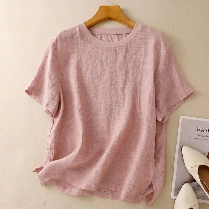 Nayna - Top in Lino a Maniche Corte