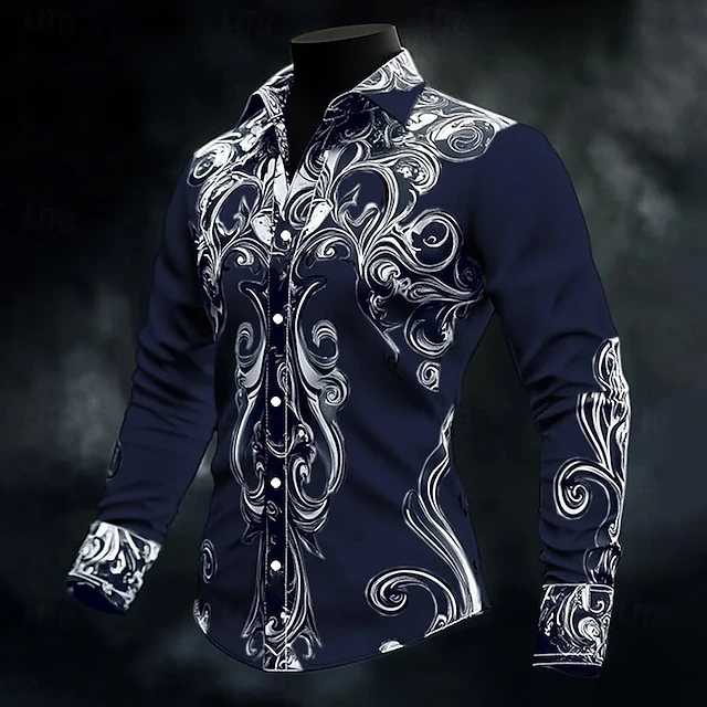Leighton - Camicia Abbottonata Con Motivo Barocco Vintage