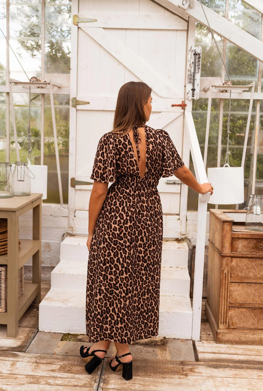 Coralie - Elegante Abito Lungo Con Stampa Leopardata