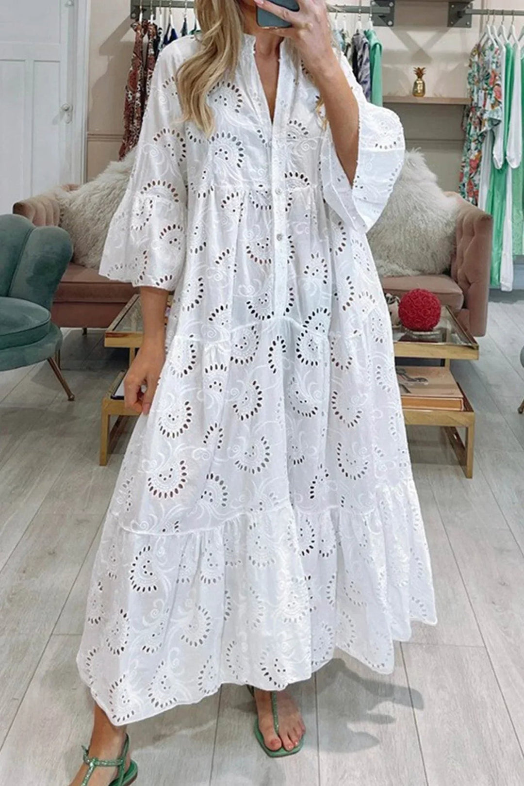 Gilma - Abito Lungo Elegante Con Scollo a V