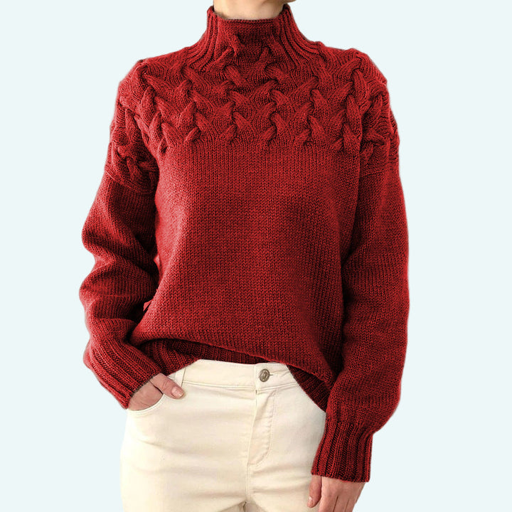Farrah - Elegante Maglione a Collo Alto Lavorato a Maglia