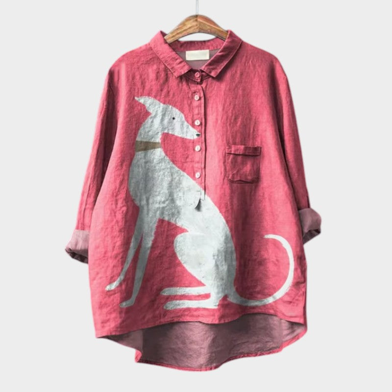 Dovile - Camicetta Elegante Con Stampa Cane