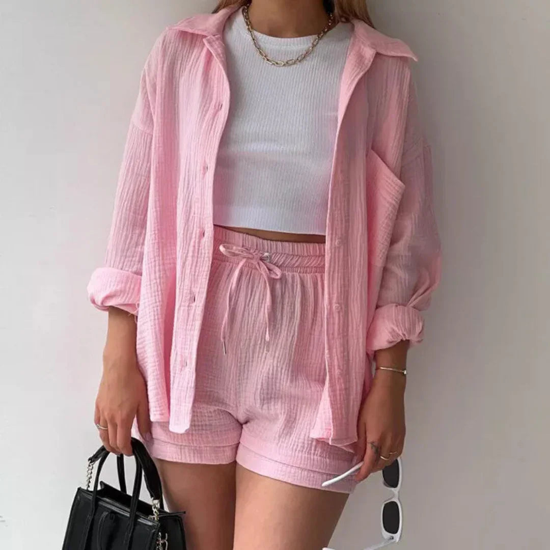 Katelyn - Due Pezzi In Cotone Camicia E Pantaloncini