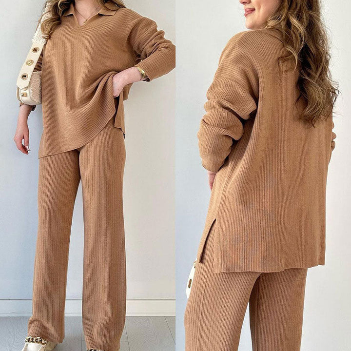 Alyana – Set da salotto a due pezzi in maglia a coste