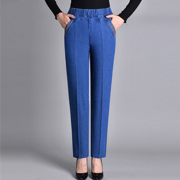 Loretie - Jeans Con Tasche Laterali e Elastico In Vita