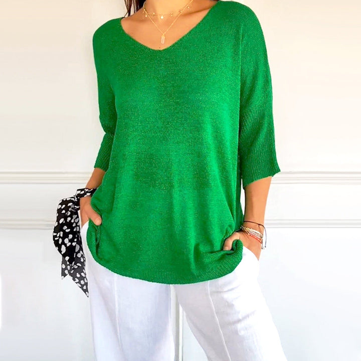 Anjela - Camicia Casual In Maglia Con Scollo a V