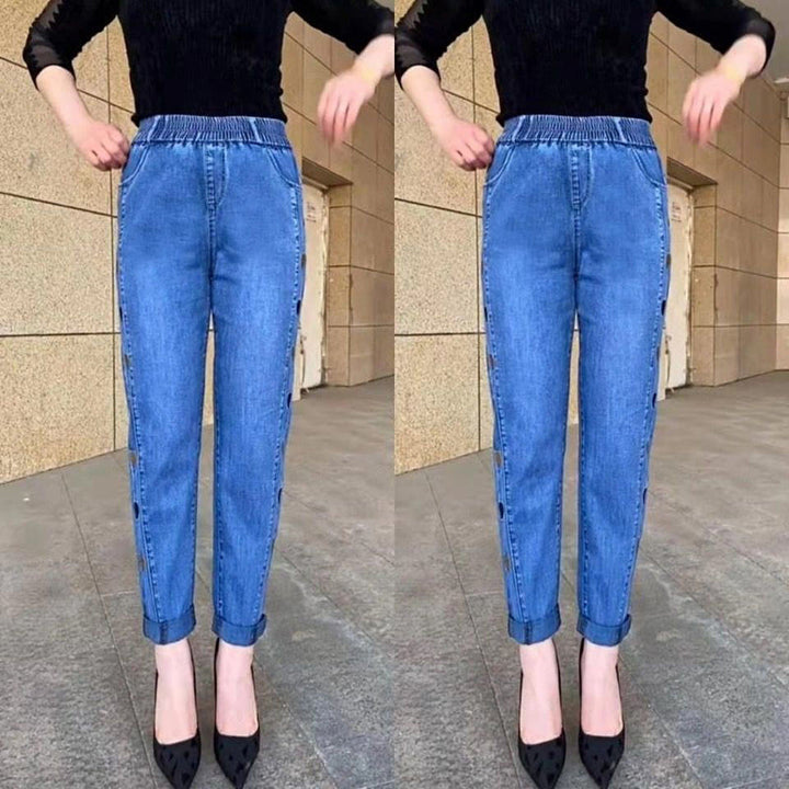 Norberta - Jeans Altamente Elastici con Motivo a Cuore