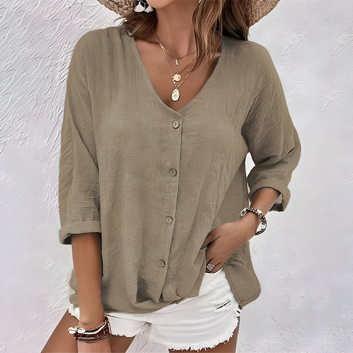 Asimoula - Elegante Maglietta Con Collo A V