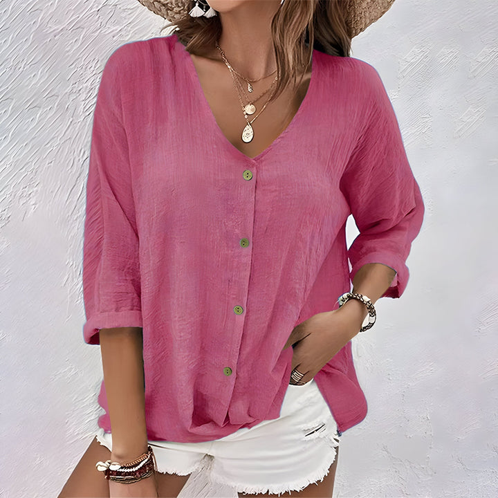 Asimoula - Elegante Maglietta Con Collo A V