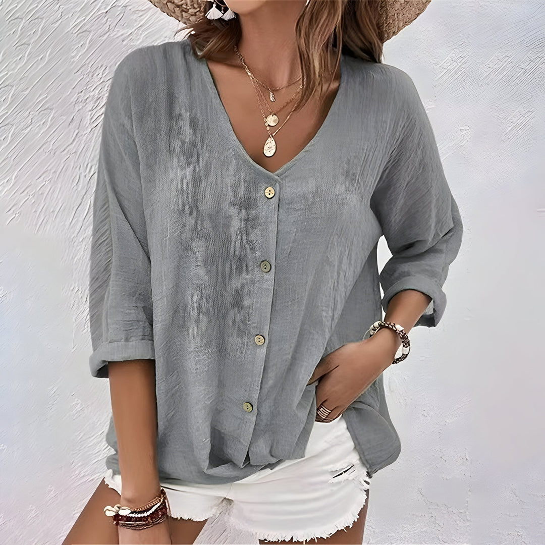 Asimoula - Elegante Maglietta Con Collo A V