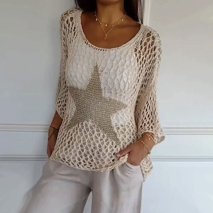Marouso - Casual Tondo Collo Maglia Top In Rete
