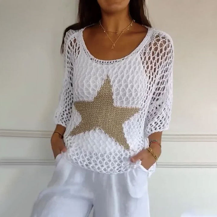Marouso - Casual Tondo Collo Maglia Top In Rete